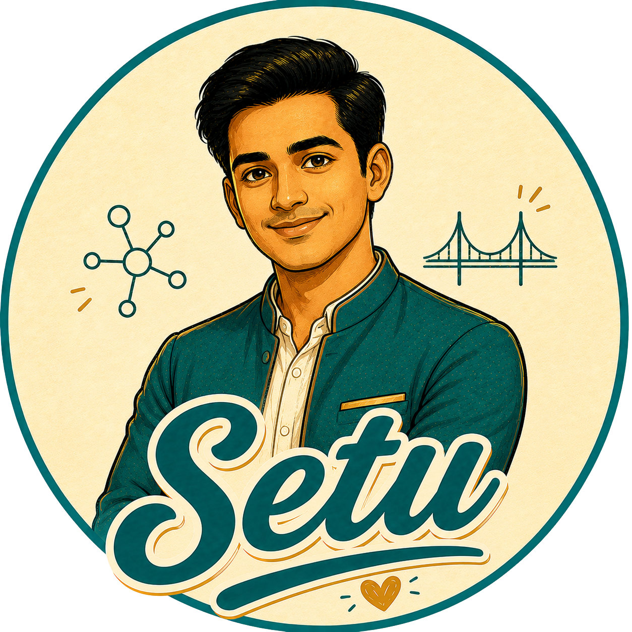 Illustrated portrait representing Setu, the connections and workflows AI support role.